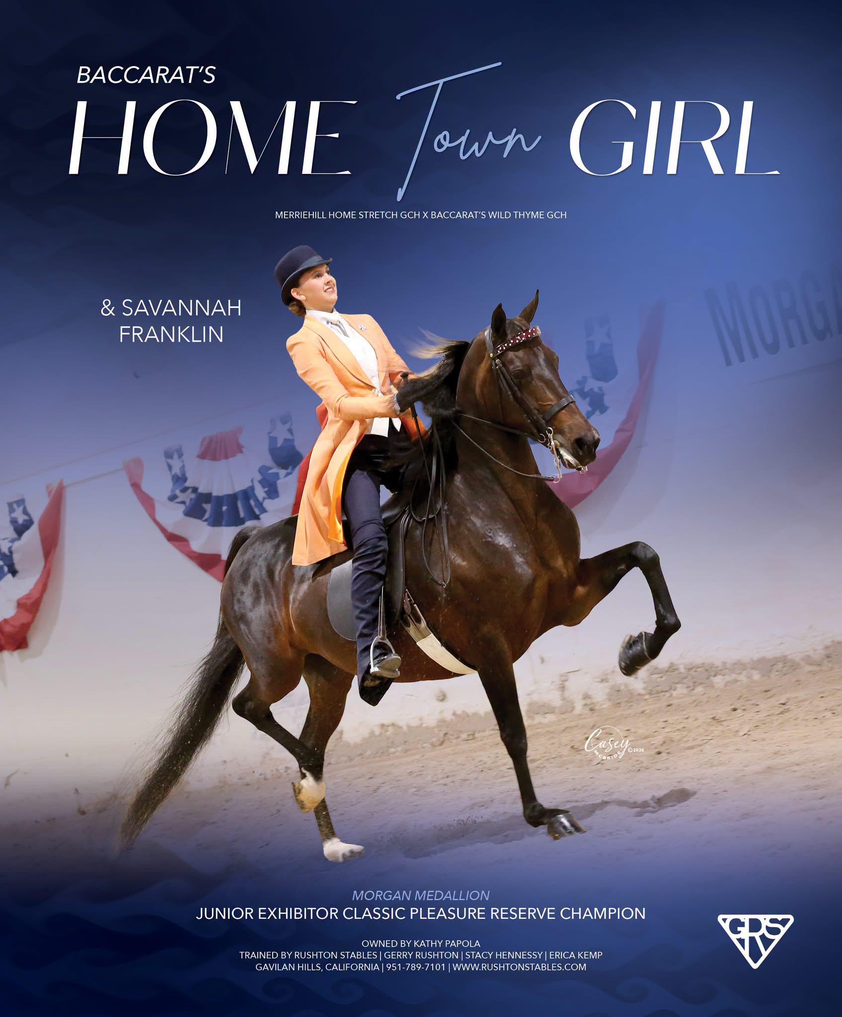 Baccarat's Home Town Girl and Savannah Franklin, Morgan Medallion Junior Exhibitor Classic Pleasure Reserve Champion